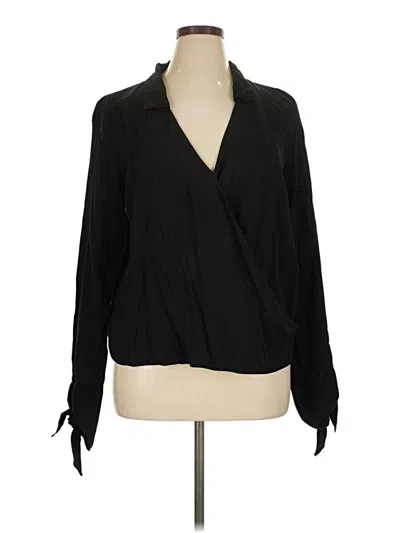 Pre-owned Zara Long Sleeve Blouse In Black