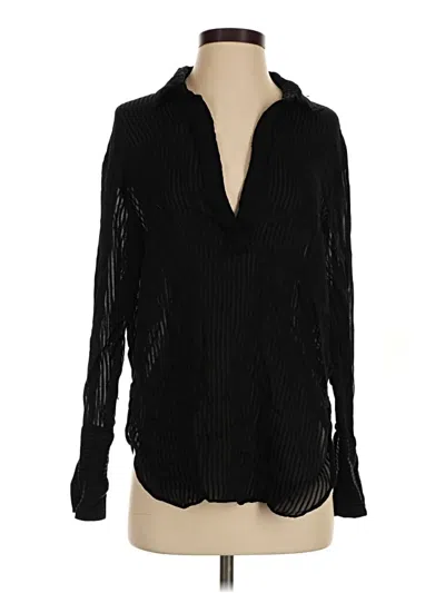Pre-owned Zara Long Sleeve Blouse In Black