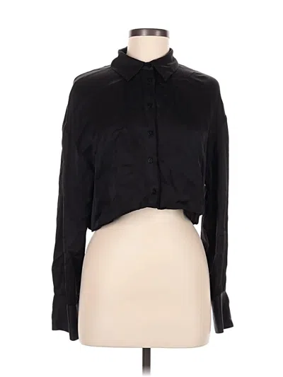 Pre-owned Zara Long Sleeve Blouse In Black