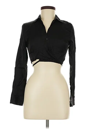 Pre-owned Zara Long Sleeve Blouse In Black