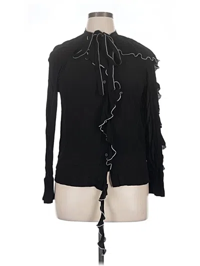 Pre-owned Zara Long Sleeve Blouse In Black