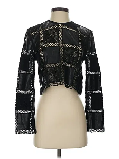 Pre-owned Zara Long Sleeve Blouse In Black