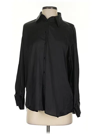 Pre-owned Zara Long Sleeve Blouse In Black