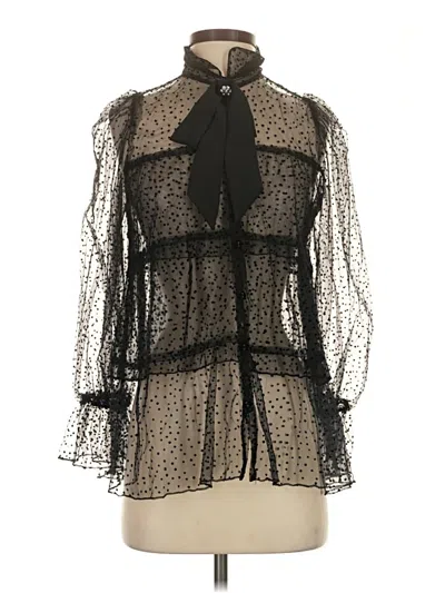 Pre-owned Zara Long Sleeve Blouse In Black