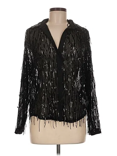 Pre-owned Zara Long Sleeve Blouse In Black