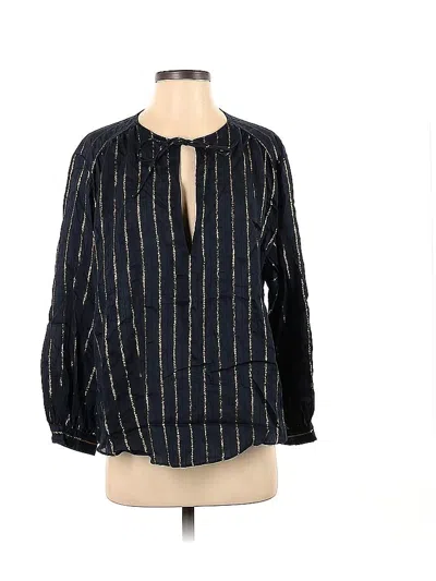 Pre-owned Zara Long Sleeve Blouse In Blue