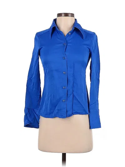 Pre-owned Zara Long Sleeve Blouse In Blue