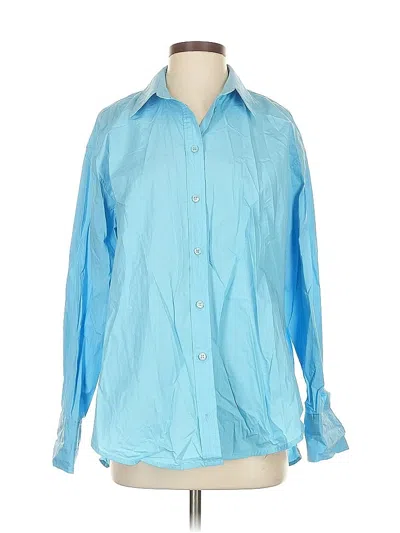 Pre-owned Zara Long Sleeve Blouse In Blue