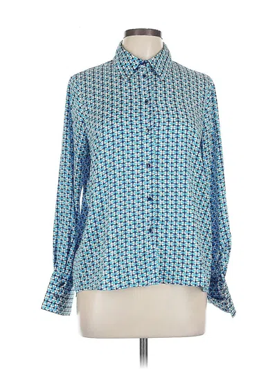 Pre-owned Zara Long Sleeve Blouse In Blue