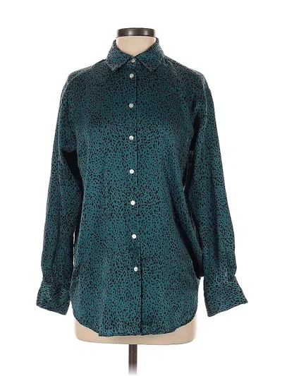 Pre-owned Zara Long Sleeve Blouse In Blue