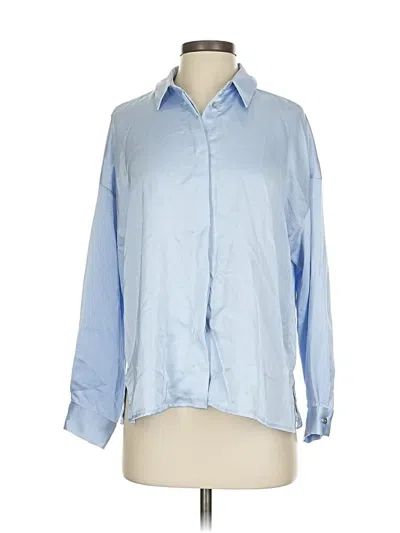 Pre-owned Zara Long Sleeve Blouse In Blue