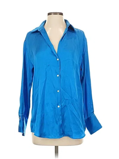 Pre-owned Zara Long Sleeve Blouse In Blue