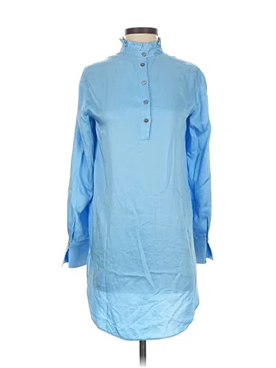 Pre-owned Zara Long Sleeve Blouse In Blue