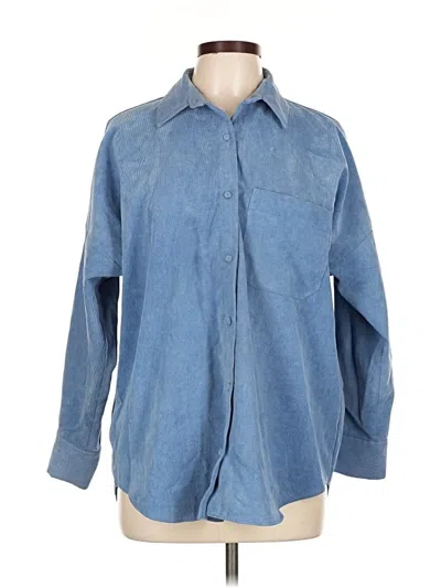 Pre-owned Zara Long Sleeve Blouse In Blue
