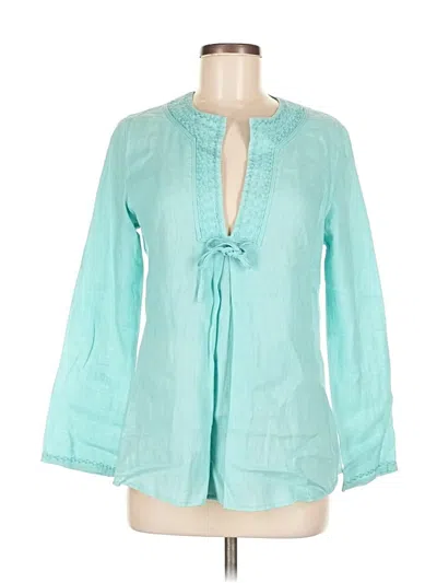 Pre-owned Zara Long Sleeve Blouse In Blue