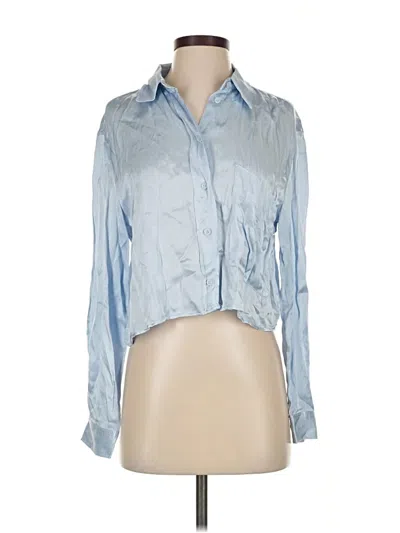 Pre-owned Zara Long Sleeve Blouse In Blue