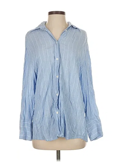 Pre-owned Zara Long Sleeve Blouse In Blue