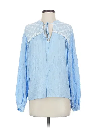 Pre-owned Zara Long Sleeve Blouse In Blue