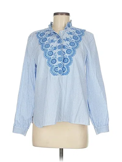 Pre-owned Zara Long Sleeve Blouse In Blue