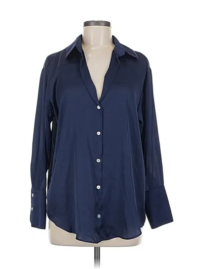 Pre-owned Zara Long Sleeve Blouse In Blue