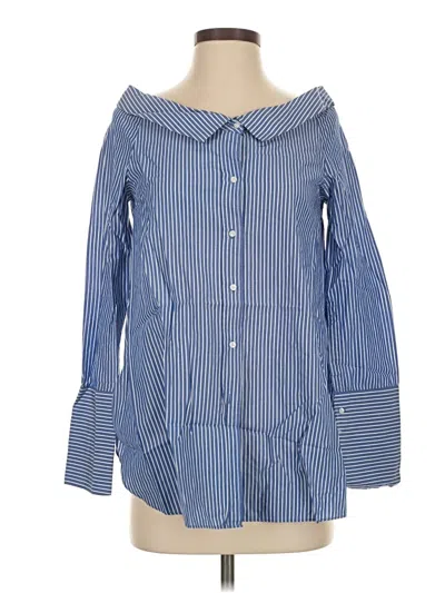 Pre-owned Zara Long Sleeve Blouse In Blue
