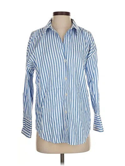 Pre-owned Zara Long Sleeve Blouse In Blue