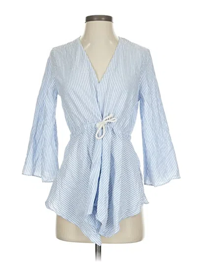 Pre-owned Zara Long Sleeve Blouse In Blue