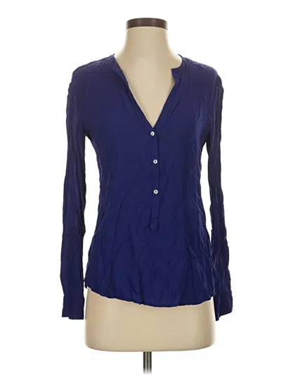 Pre-owned Zara Long Sleeve Blouse In Blue