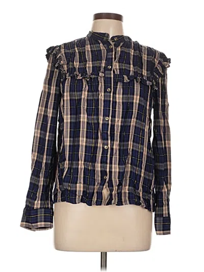 Pre-owned Zara Long Sleeve Blouse In Blue