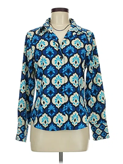 Pre-owned Zara Long Sleeve Blouse In Blue