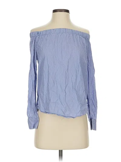 Pre-owned Zara Long Sleeve Blouse In Blue