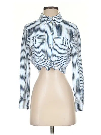 Pre-owned Zara Long Sleeve Blouse In Blue
