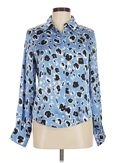 Pre-owned Zara Long Sleeve Blouse In Blue