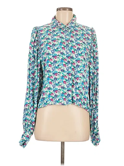 Pre-owned Zara Long Sleeve Blouse In Blue