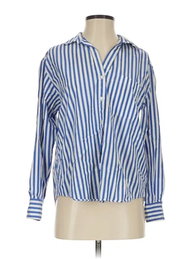 Pre-owned Zara Long Sleeve Blouse In Blue
