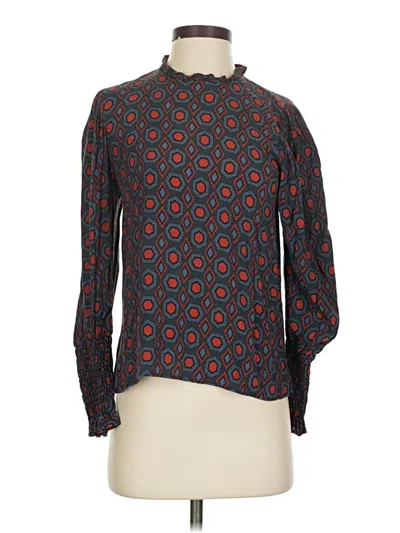 Pre-owned Zara Long Sleeve Blouse In Blue
