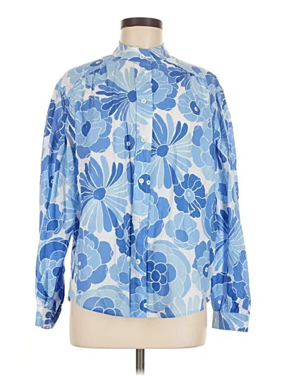 Pre-owned Zara Long Sleeve Blouse In Blue