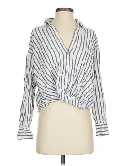 Pre-owned Zara Long Sleeve Blouse In Blue