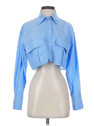 Pre-owned Zara Long Sleeve Blouse In Blue