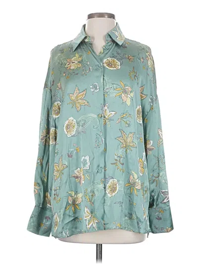 Pre-owned Zara Long Sleeve Blouse In Blue