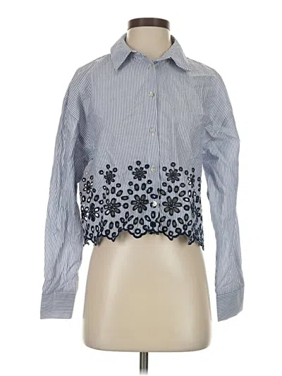 Pre-owned Zara Long Sleeve Blouse In Blue