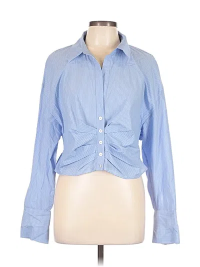 Pre-owned Zara Long Sleeve Blouse In Blue