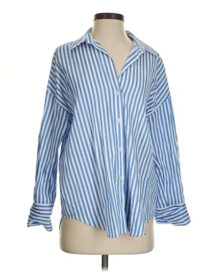 Pre-owned Zara Long Sleeve Blouse In Blue