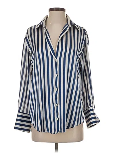 Pre-owned Zara Long Sleeve Blouse In Blue