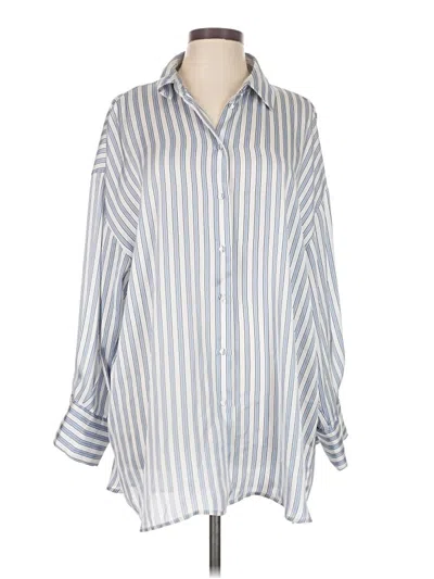 Pre-owned Zara Long Sleeve Blouse In Blue