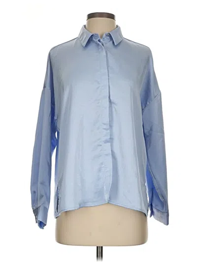 Pre-owned Zara Long Sleeve Blouse In Blue