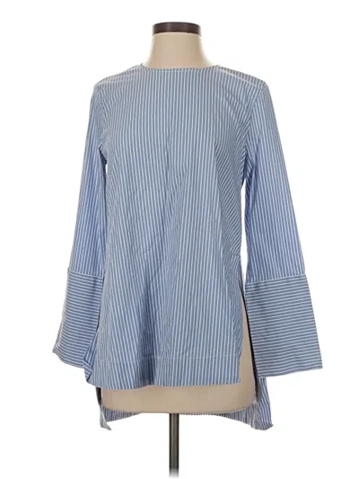 Pre-owned Zara Long Sleeve Blouse In Blue