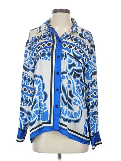 Pre-owned Zara Long Sleeve Blouse In Blue