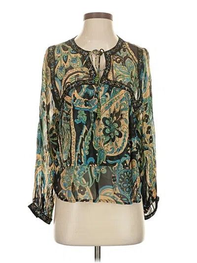 Pre-owned Zara Long Sleeve Blouse In Blue
