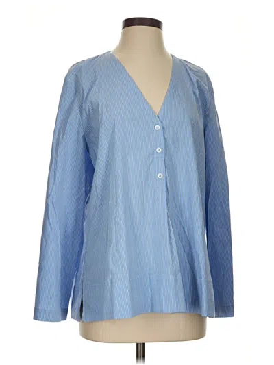 Pre-owned Zara Long Sleeve Blouse In Blue